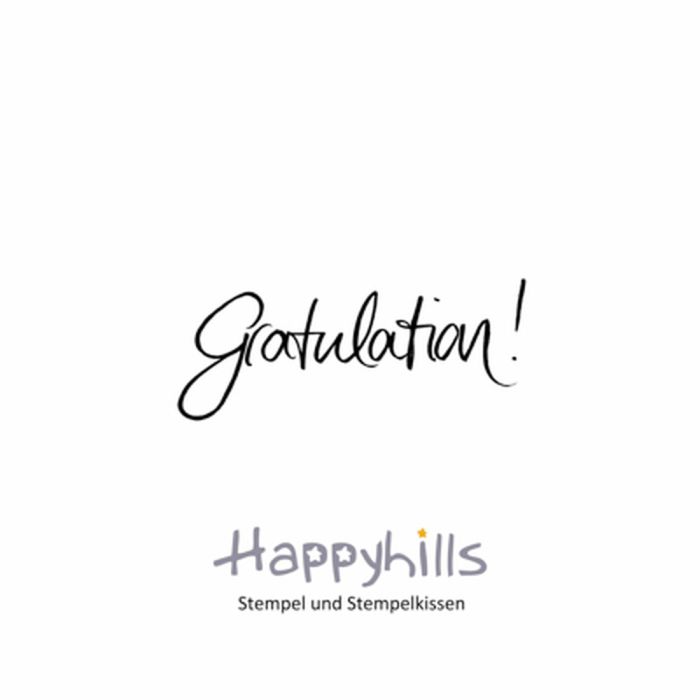 Stempel Gratulation 1,8x4 cm Happyhills Stempel