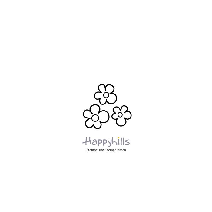 Stempel 3 Blumen 3,6x3,6 cm