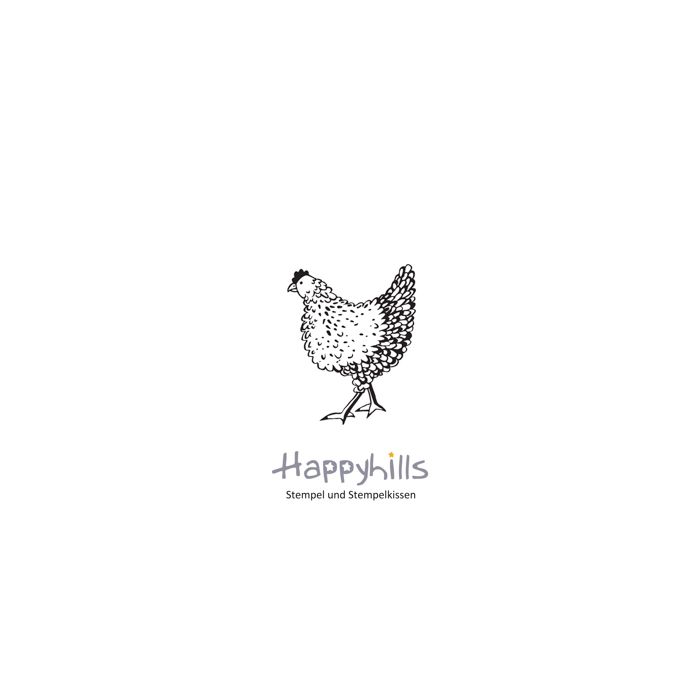 Stempel Huhn 1 läuft 3,51x2,82 cm