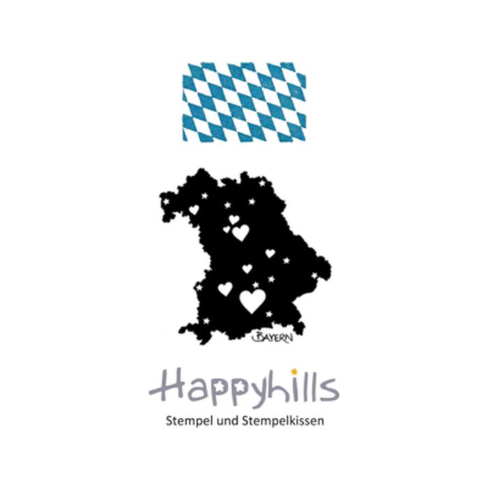 Stempel Bayernkarte Herz 5x5 cm Happyhills Stempel