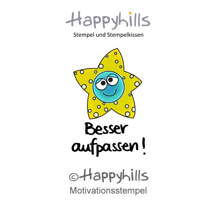 Stempel Besser aufpassen 2,5X3,5 cm Happyhills Stempel