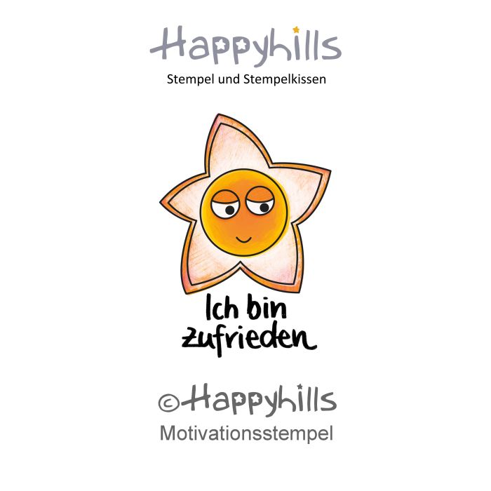Stempel bin zufrieden 2,5X3,5 cm Happyhills Stempel