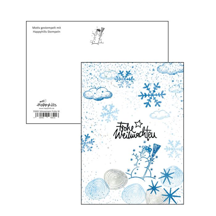 Postkarte gestempelt Schneemann Fr.Weihnachten 10,5x14,8 cm 1 Stück