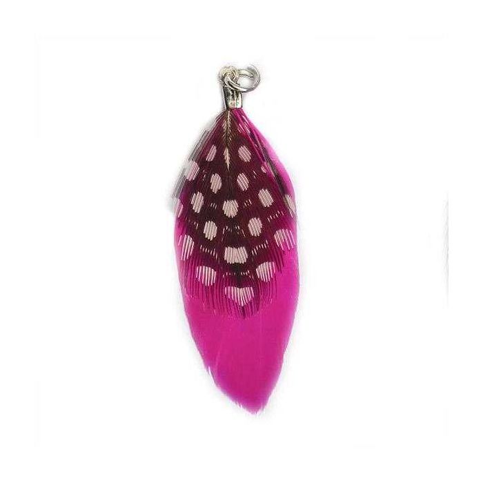 Federn mit Punkten als Anhänger fuchsia