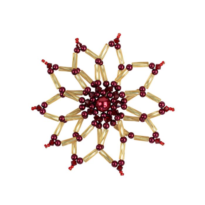 Bastelset Blütenstern rot goldfarben ca. 8,5 cm, Bild 2 von 2