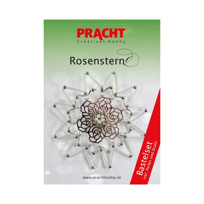 Bastelset Rosenstern weiß wachs- platinfb. 11x11 cm, Bild 4 von 4