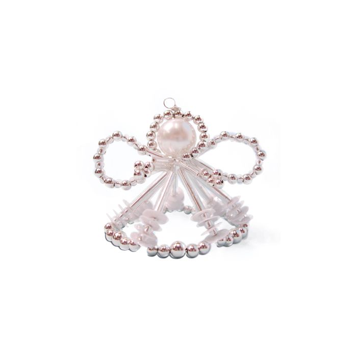 Engelset mit Pailletten silberfb.-weiß ca. 7 cm, Bild 2 von 2
