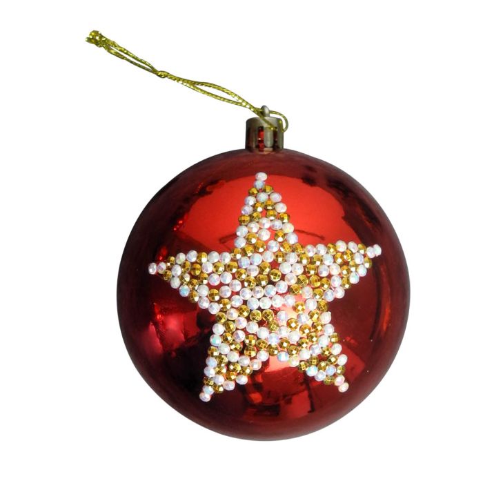 Weihnachtskugel Diamond D rot 8 cm 0614-00231 4016490910244  