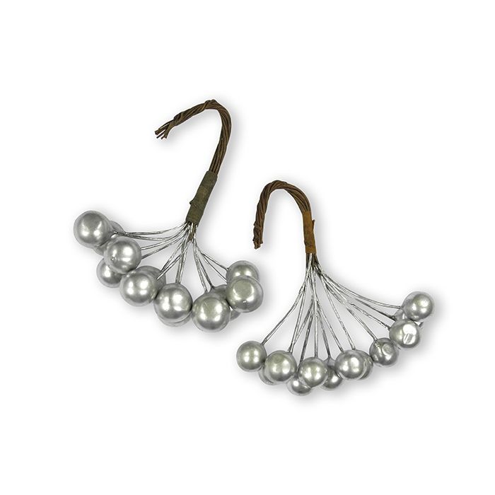 Deko-Beeren silberfb. 11+9 mm 24 St 0641-11925 4016490680857  
