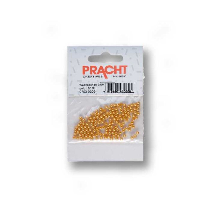 Wachsperlen gelb 3 mm Lochgröße 0,7 mm 120 St 0703-03094 4016490428183  