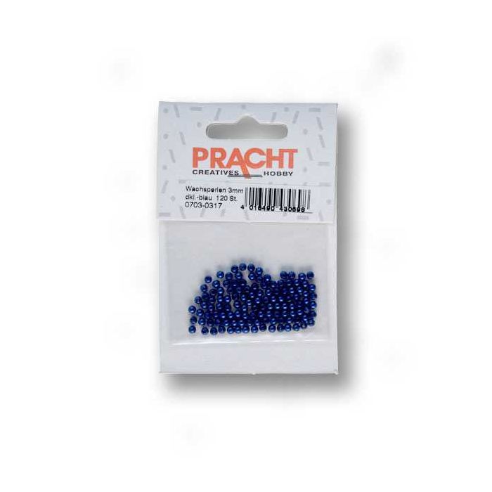 Wachsperlen dunkelblau 3 mm Lochgröße 0,7 mm 120 St 0703-03174 4016490428237  