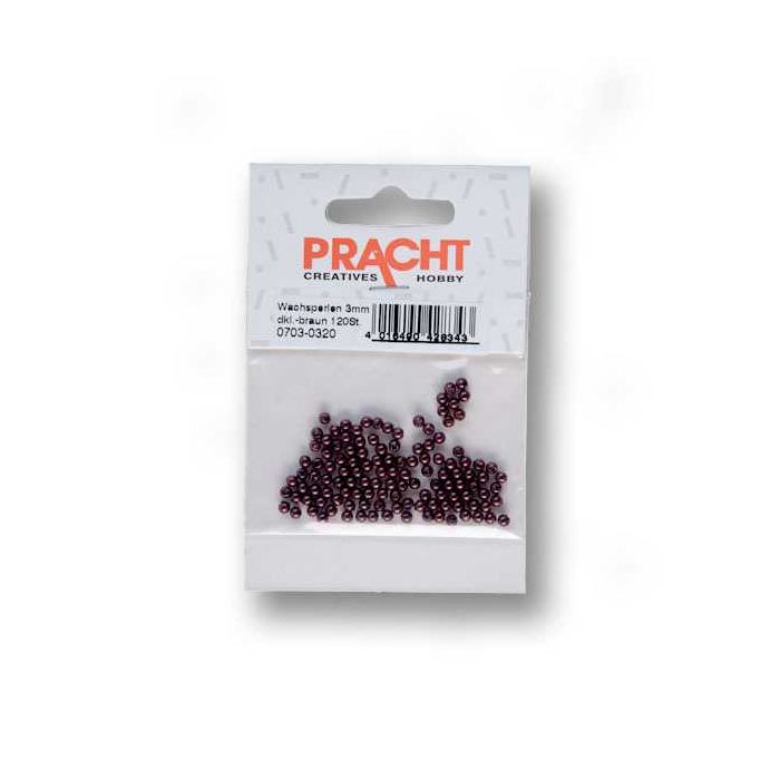 Wachsperlen dunkelbraun 3 mm Lochgröße 0,7 mm
