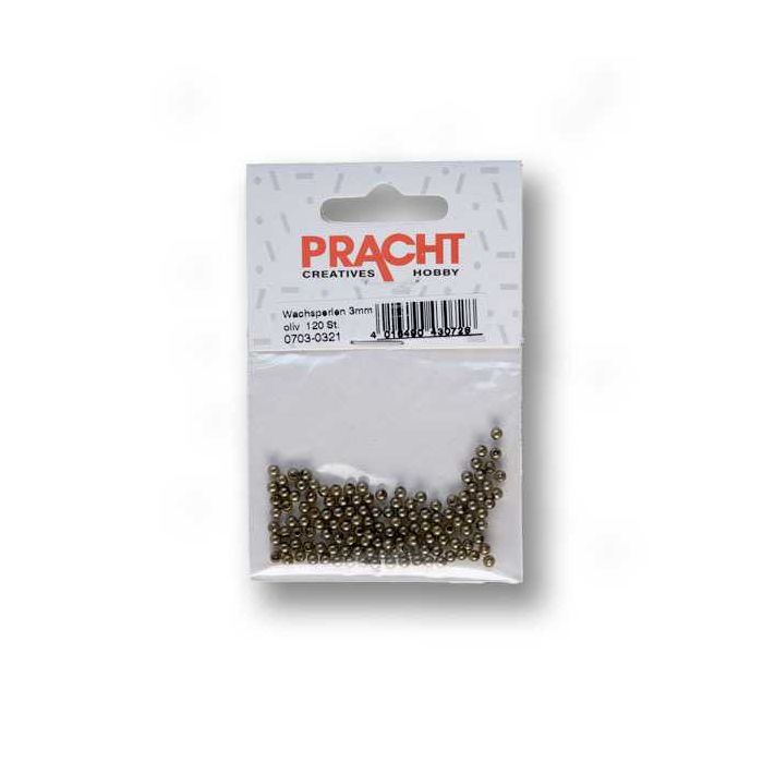 Wachsperlen oliv 3 mm Lochgröße 0,7 mm 120 St 0703-03214 4016490428206  