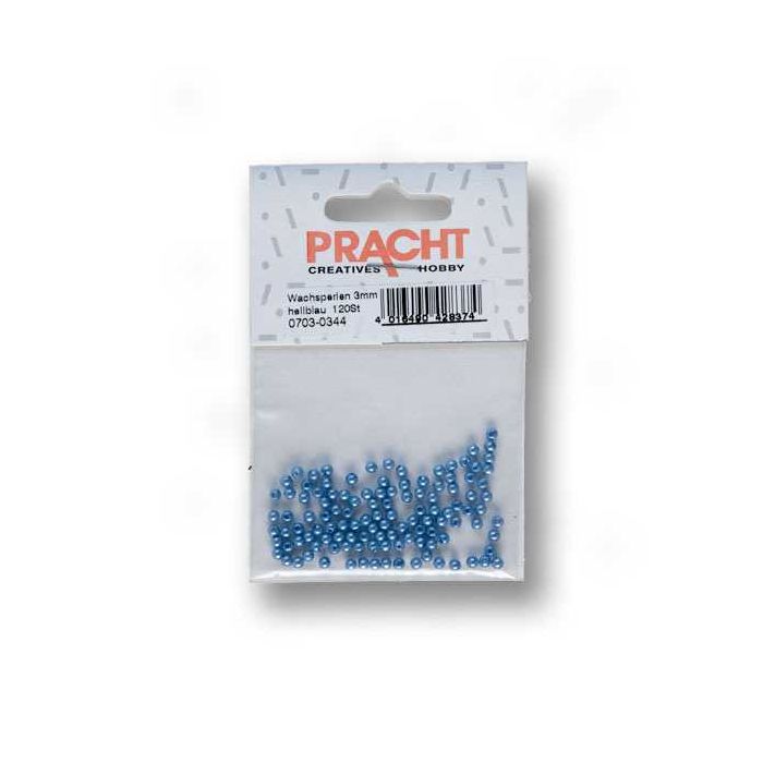 Wachsperlen hellblau 3 mm Lochgröße 0,7 mm 120 St 0703-03444 4016490428190  