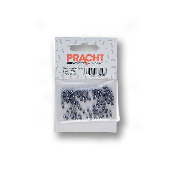 Wachsperlen dunkelgrau 3 mm Lochgröße 0,7 mm 120 St 0703-03464 4016490428619  