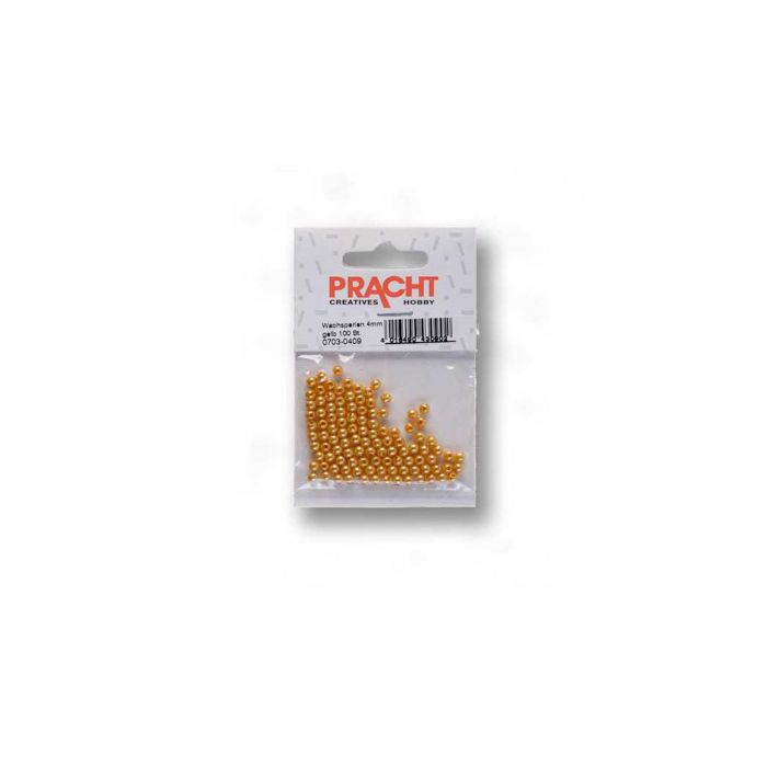 Wachsperlen gelb 4 mm Lochgröße 0,8 mm 0703-0409 4016490430902  