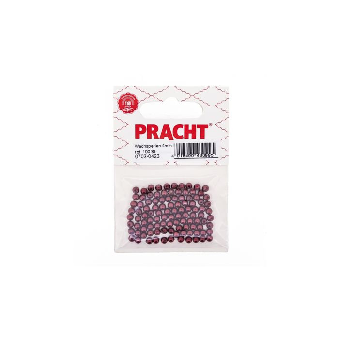 Wachsperlen rot 4 mm Lochgröße 0,8 mm 0703-0423 4016490430995  