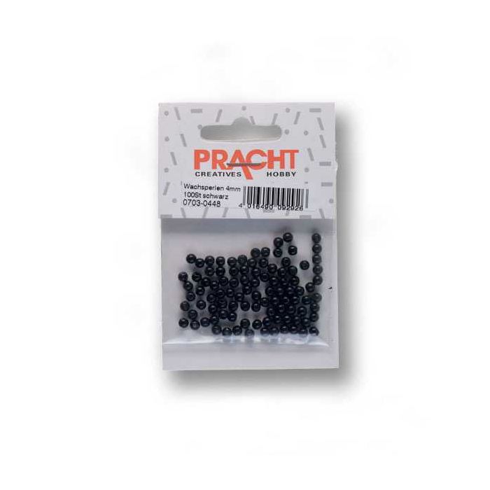 Wachsperlen schwarz 4 mm Lochgröße 0,8 mm 100 St 0703-04484 4016490092384  