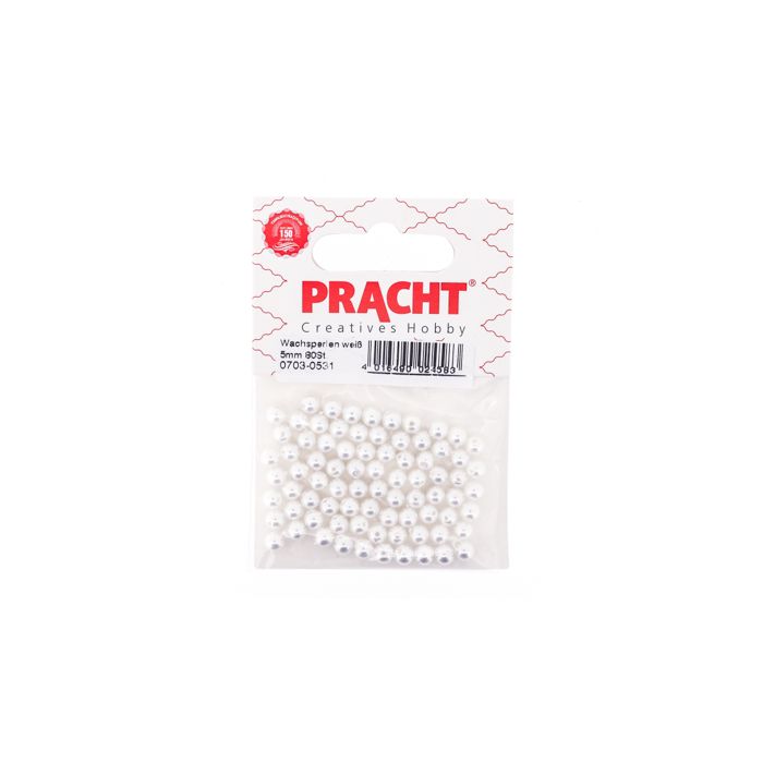 Wachsperlen weiß 5 mm Lochgröße 0,8 mm 0703-0531 4016490024583  