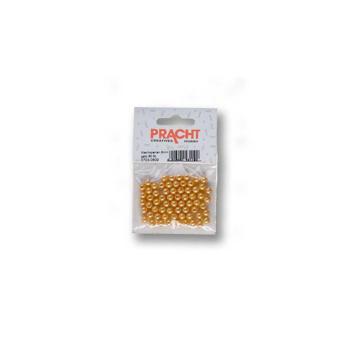 Wachsperlen gelb 6 mm Lochgröße 0,8 mm 0703-06094 4016490429029  