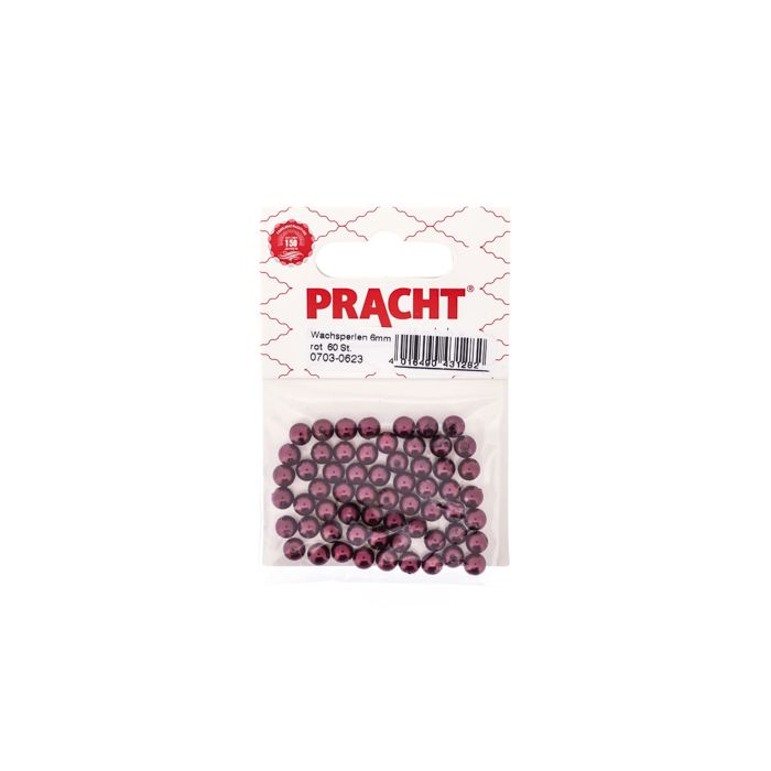 Wachsperlen rot 6 mm Lochgröße 0,8 mm 0703-0623 4016490431282  
