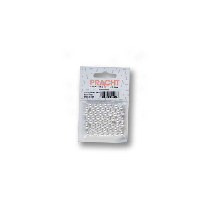 Wachsperlen weiß 6 mm Lochgröße 0,8 mm 0703-06314 4016490086475  