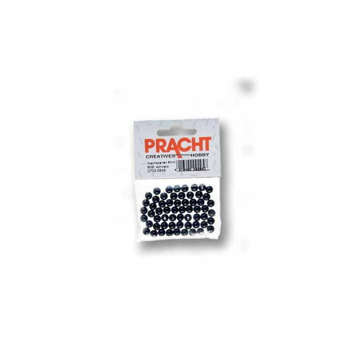 Wachsperlen schwarz 6 mm Lochgröße 0,8 mm 0703-0648 4016490092957  