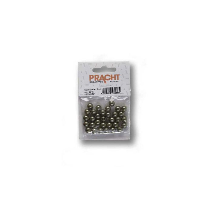 Wachsperlen oliv 8 mm Lochgröße 1 mm 0703-0821 4016490431565  