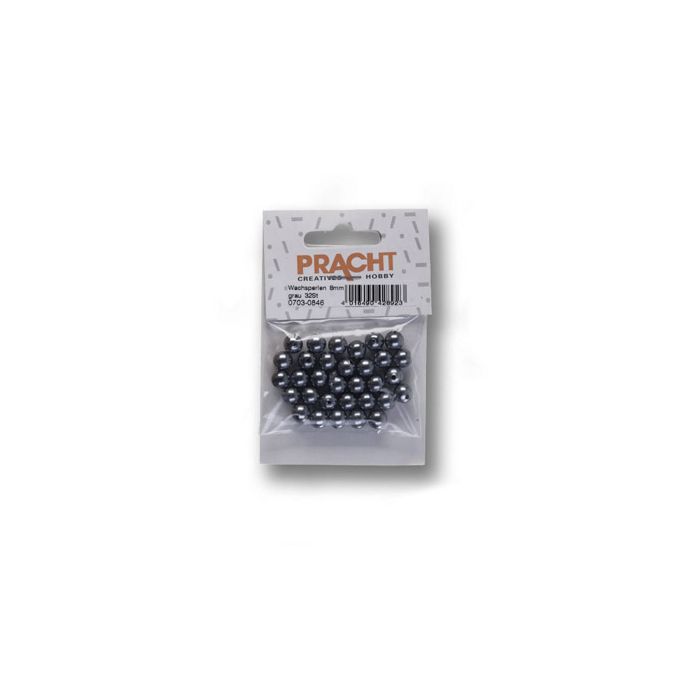 Wachsperlen dunkelgrau 8 mm Lochgröße 1 mm 0703-08464 4016490428954  