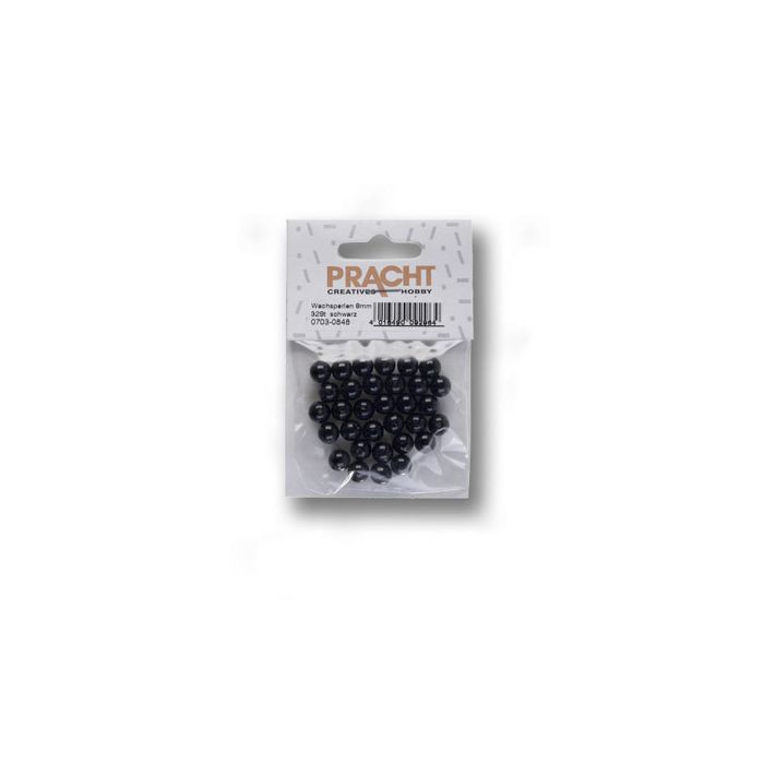 Wachsperlen schwarz 8 mm Lochgröße 1 mm 0703-08484 4016490093084  