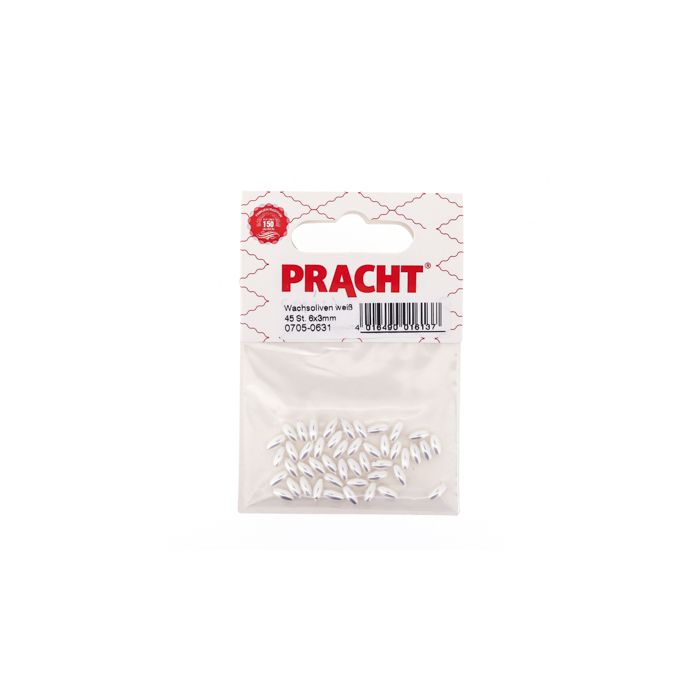 Wachsoliven weiß 6x3 mm Lochgröße 0,8 mm