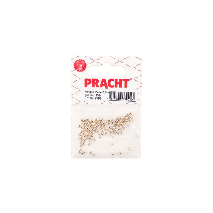 Metallic-Perle goldfb. 2,5 mm Lochgröße 0,7 mm, Bild 1 von 2