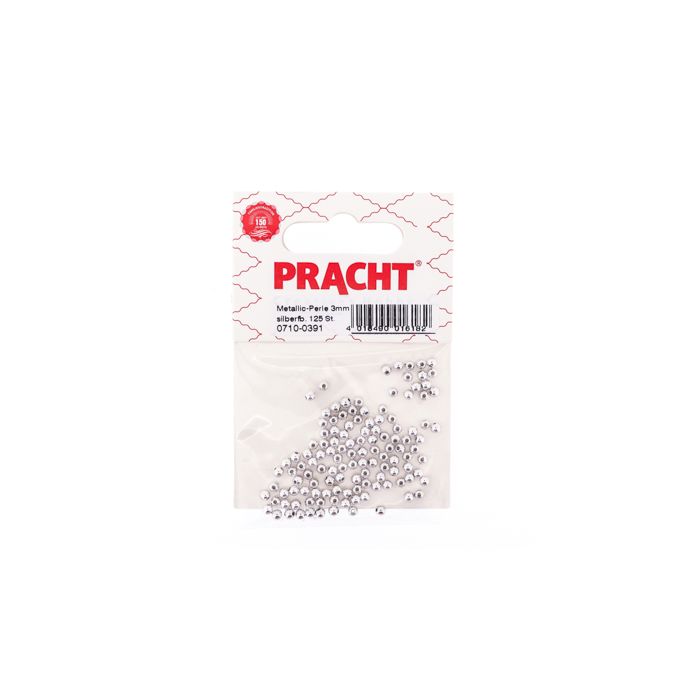 Metallic-Perle silberfb. 3 mm Lochgröße 0,8 mm 0710-0391 4016490016182  