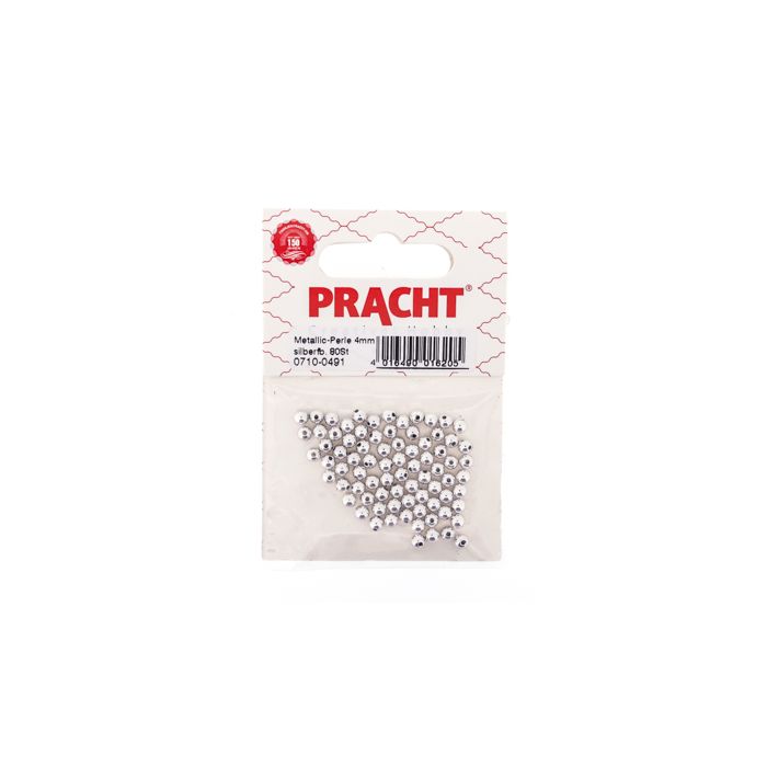 Metallic-Perle silberfb. 4 mm Lochgröße 1 mm, Bild 1 von 2