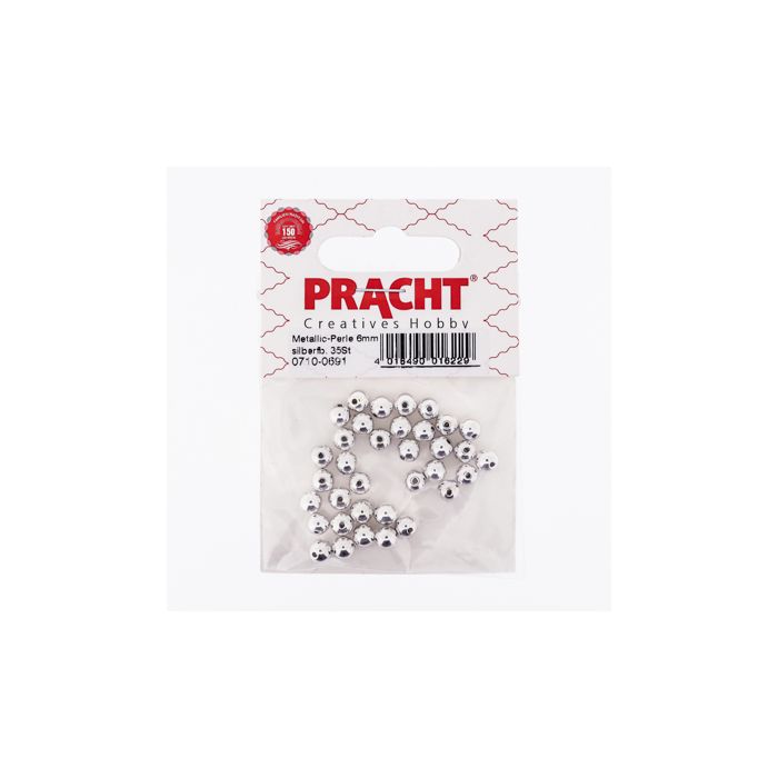 Metallic-Perle silberfb. 6 mm Lochgröße 1 mm 0710-0691 4016490016229  