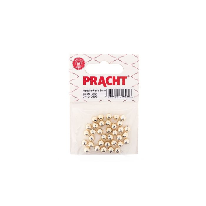 Metallic-Perle goldfb. 6 mm Lochgröße 1 mm 0710-0693 4016490016236  