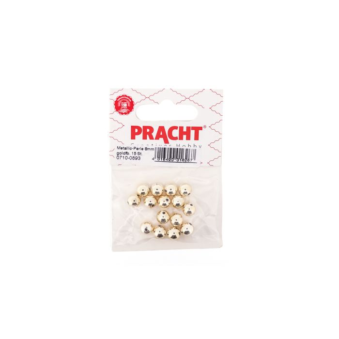 Metallic-Perle goldfb. 8 mm Lochgröße 1 mm 0710-0893 4016490016267  