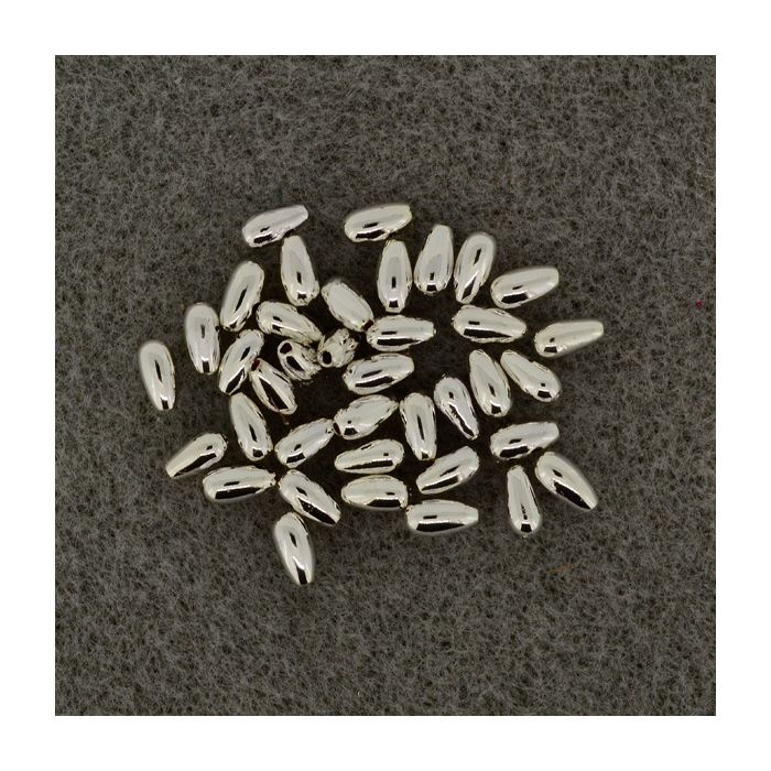 Metallic-Tropfen silberfb. 6x3 mm Lochgröße 0,8 mm 35 St 0713-06914 4016490083320  