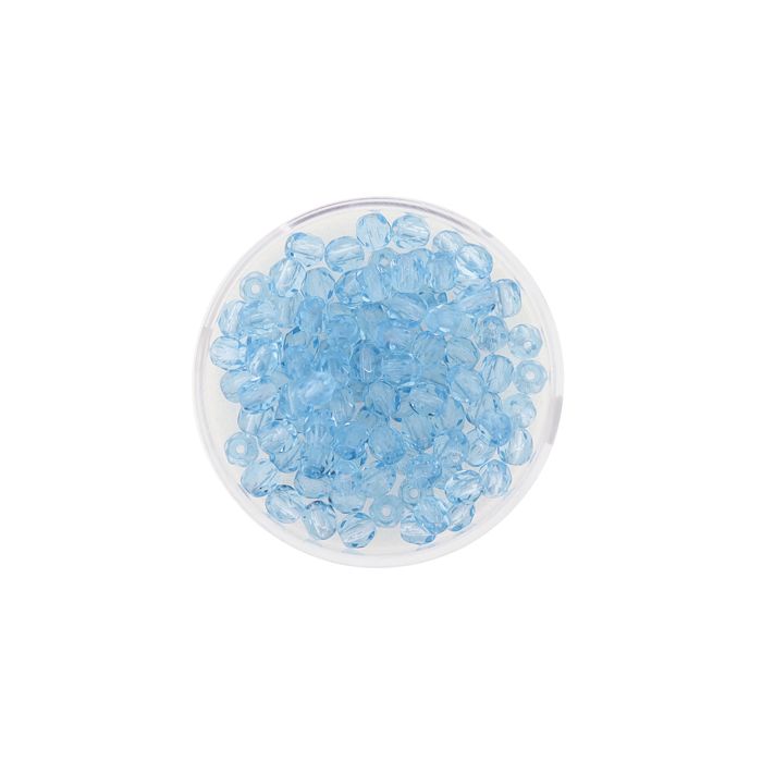 Glasschliffperle transp. aqua 4 mm Lochgröße 0,8 mm 100 St 0730-04184 4016490112785  