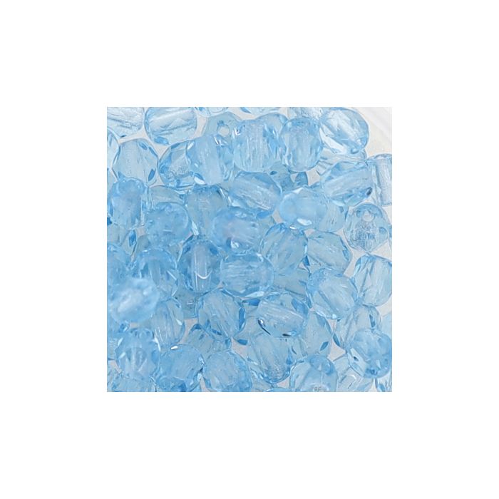 Glasschliffperle transp. aqua 4 mm Lochgröße 0,8 mm 100 St 0730-04184 4016490112785  