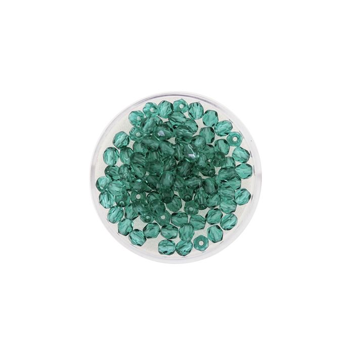 Glasschliffperle transp. emerald 4 mm Lochgröße 0,8 mm 100 St 0730-04194 4016490112792  
