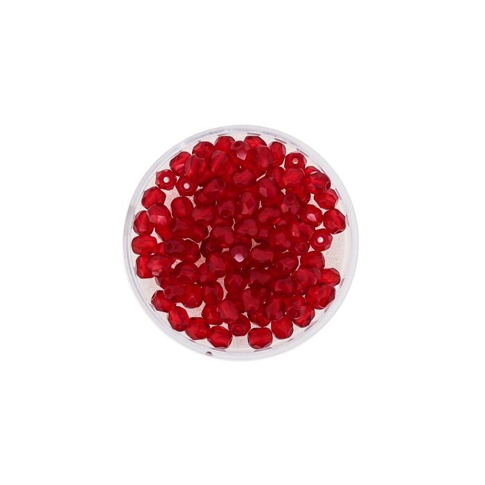 Glasschliffperle transp. rubin 4 mm Lochgröße 0,8 mm 100 Stück, Bild 2 von 3