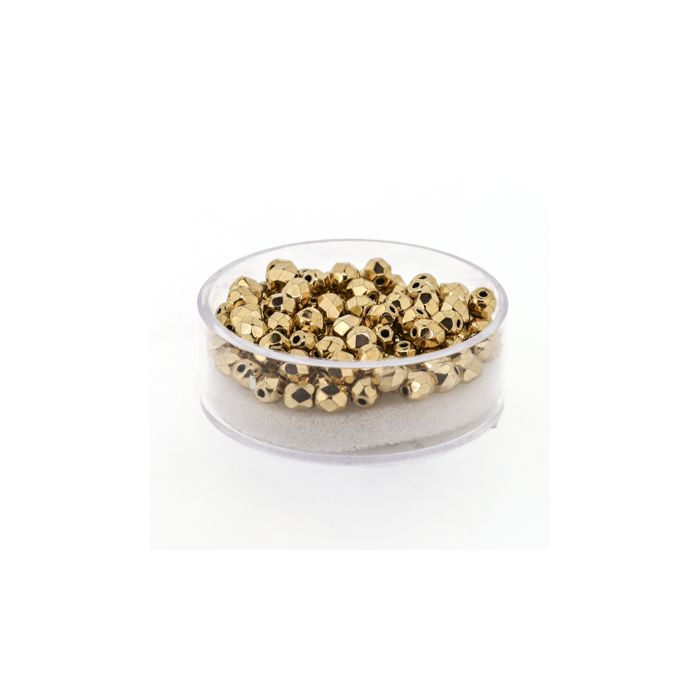 Glasschliffperle bedampft goldfb. 4 mm Lochgröße 0,8 mm 100 St 0730-04254 4016490112839  