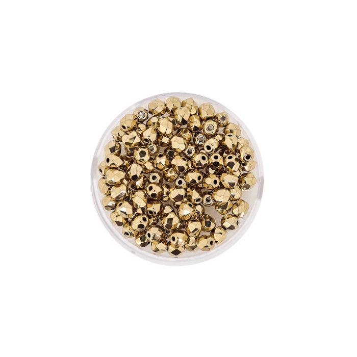 Glasschliffperle bedampft goldfb. 4 mm Lochgröße 0,8 mm 100 St 0730-04254 4016490112839  
