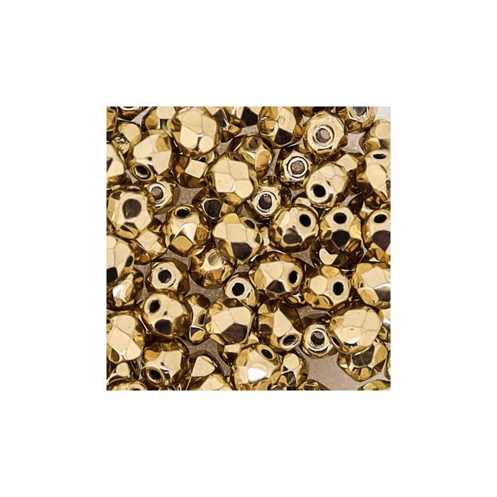 Glasschliffperle bedampft goldfb. 4 mm Lochgröße 0,8 mm 100 St 0730-04254 4016490112839  
