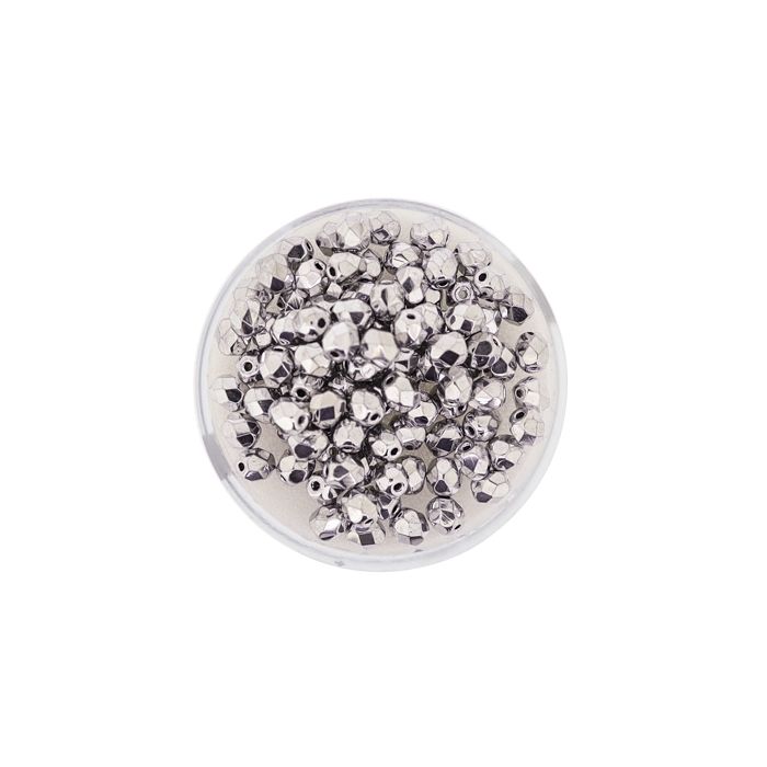 Glasschliffperle bedampft silberfb. 4 mm Lochgröße 0,8 mm 100 St 0730-04264 4016490112846  