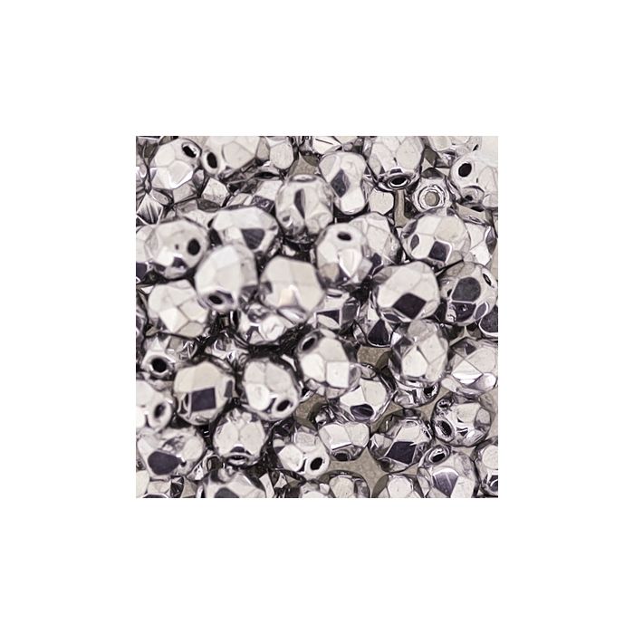 Glasschliffperle bedampft silberfb. 4 mm Lochgröße 0,8 mm 100 St 0730-04264 4016490112846  