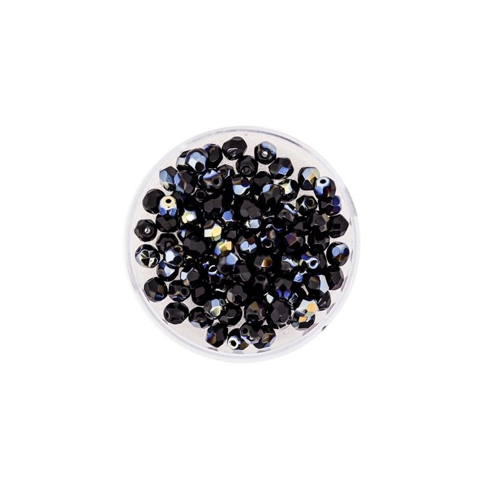 Glasschliffperle bedampft schwarz AB 4 mm Lochgröße 0,8 mm 100 Stück, Bild 2 von 3