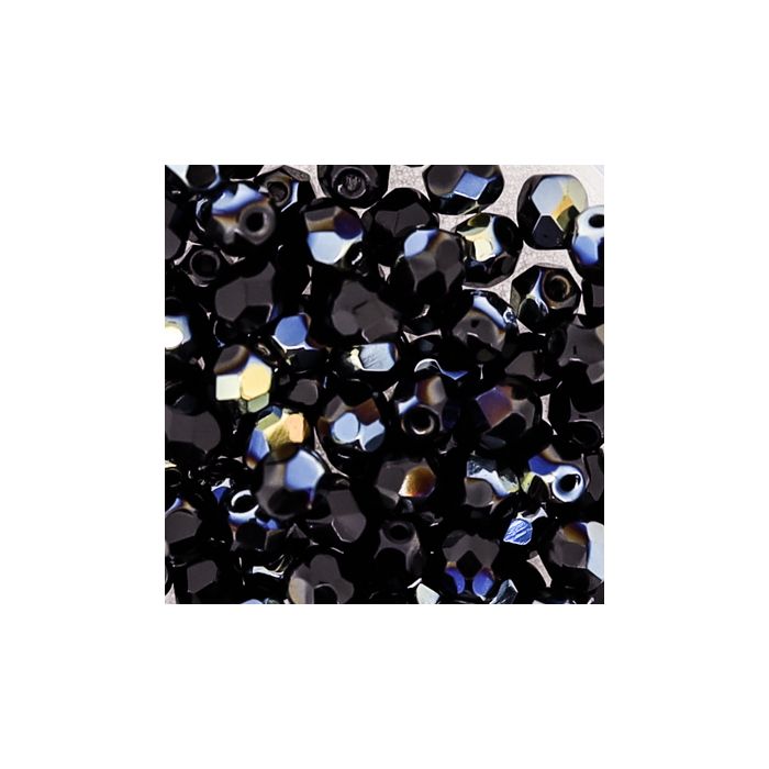Glasschliffperle bedampft schwarz AB 4 mm Lochgröße 0,8 mm 100 Stück, Bild 3 von 3