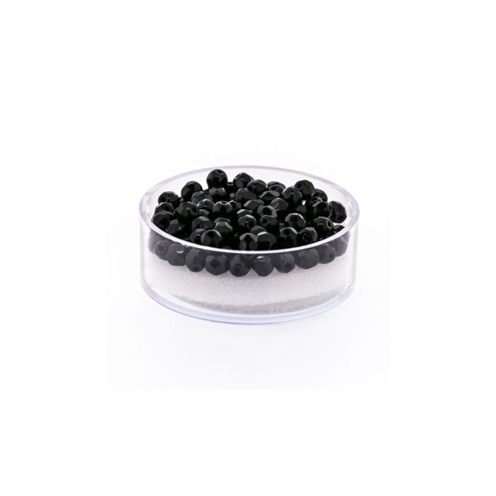 Glasschliffperle schwarz satt 4 mm Lochgröße 0,8 mm 100 Stück, Bild 1 von 3